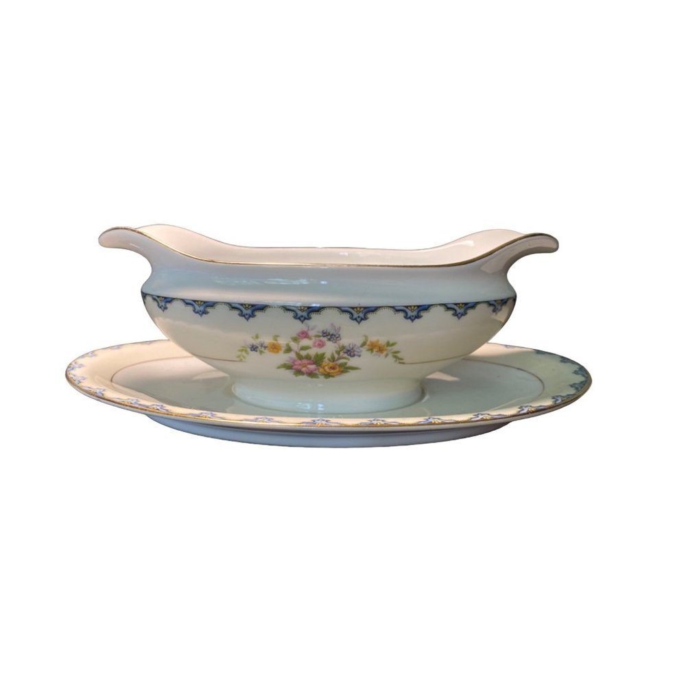 VINTAGE NORITAKE ATHLONE GRAVY BOAT WITH UNDERPLATE